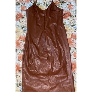 SHEIN Brown Leather Midi Dress